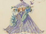une image représentant le dessin d'une femme en robe violette
