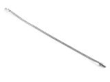 a close up of a silver chain on a white background