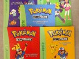 four books of pokemon books with different characters on them