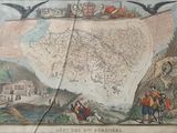 an old map of a town on the side of a hill