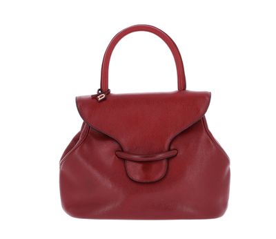 a red handbag on a white background