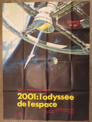 a movie poster of a space station with a satellite in the background