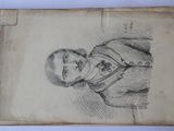 an old book with a drawing of a man in a military uniform