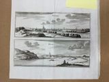 quatre illustrations représentant une vue d'une ville, tirées d'un livre