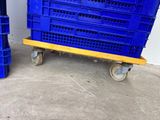 two blue crates sitting on top of each other