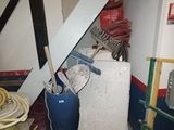 a picture of a room with a ladder and a fire hydrant