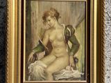 l'image d'un tableau représentant une femme nue dans un cadre doré