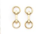 two pairs of gold plated metal earrings on a white background