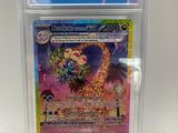 a close up of a pokemon card in a plastic case