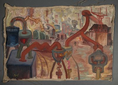 une photo d'un tableau accroché au mur d'un bâtiment en ville