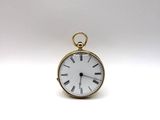 an image of a gold pocket watch with roman numerals on the face