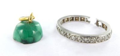 pair of emerald and diamond earrings and a gold ring