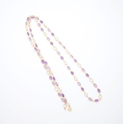 Collier en améthyste avec chaîne en or et perles d'améthyste