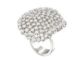 a close up of a diamond ring on a white background