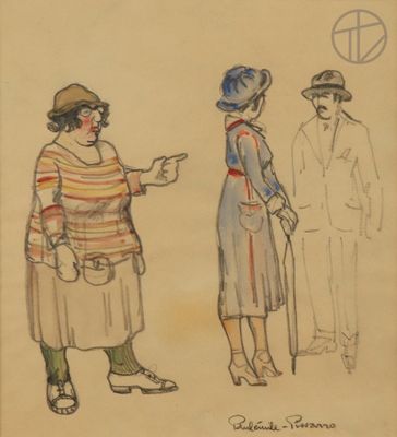drawing of two women and a man standing next to each other