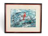 une image représentant un tableau où l'on voit une femme à cheval