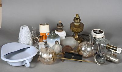 many different types of glass and metal items on the table