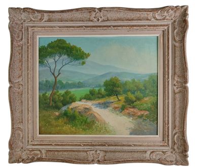 une image représentant un tableau d'un chemin de terre à la campagne