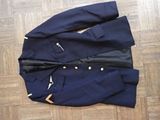 navy blue military jacket with gold buttons on the lapel