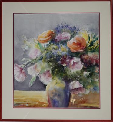 REGINE FRAISSE-FRELUT (XX) Vase de fleurs, aquarelle signée …