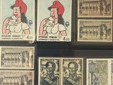 a lot of stamps that are on a table