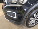 a close up of the front of a black car