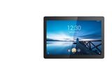 une tablette posée sur une surface blanche