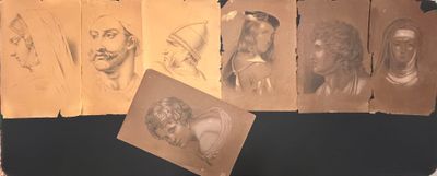 Albert ROLLET, XIXe siècle Sept portraits. Dessins sur papie…