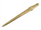 a gold colored dagger with a pointed blade on a white background