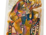 an image of a painting of a man sitting on a chair
