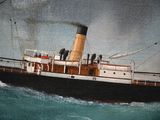 a painting of a large ship in the water