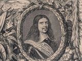 portrait of a man in a crown surrounded by other men and animals