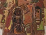 une image représentant un tableau où figurent une femme et deux hommes
