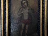 un tableau représentant un homme tenant un sac à la main