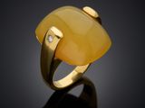 a yellow jade and diamond ring