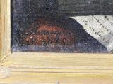 a picture of a painting of a cat on a window sill