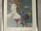 tableau représentant une femme aux cheveux roux et un vase en verre
