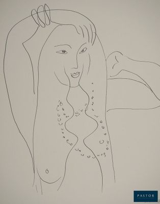 un dessin représentant une femme, le bras levé en l'air