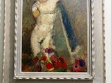 a painting of a woman standing in front of a mirror