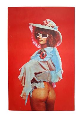 a poster of a woman wearing a hat and sunglasses