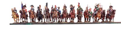figurines représentant un groupe d'hommes à cheval portant des drapeaux
