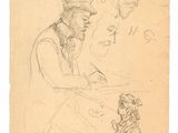 a drawing of a man and a woman sitting next to each other