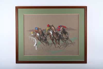 Eugène PECHAUBES (1890-1967) Course hippique. Lithographie c… - Photo 1