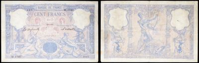 two different images of a bank note with a picture of a man and woman
