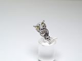 a silver ring with a bird on top of it