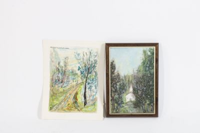 École française du XXe siècle Réunion de deux aquarelles : -…