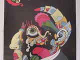 une image représentant une affiche sur laquelle figure un homme avec des fleurs sur la tête