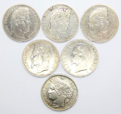 Lot de pièces de 5 francs en argent: 3 x Louis-Philippe (183… - Photo 1