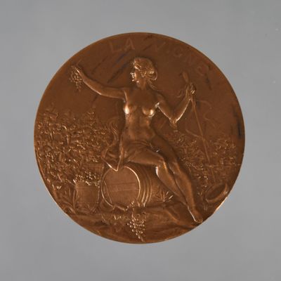 bronze medal of a woman with a bow and arrow on a white background