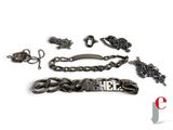 a picture of a bunch of metal items on a white background